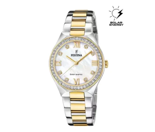 MONTRE FESTINA EN ACIER/PVD OR 2 TONS SERTIE DE CUBIQUES ZIRCONIAS