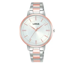 MONTRE LORUS POUR DAME EN ACIER/PVD OR ROSE SERTIE DE CRISTAUX