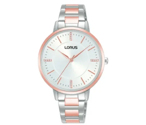 MONTRE LORUS POUR DAME EN ACIER/PVD OR ROSE SERTIE DE CRISTAUX
