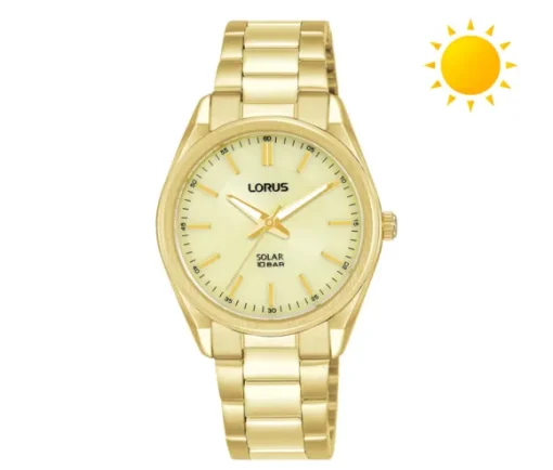 MONTRE LORUS POUR DAME SOLAIRE EN ACIER/PVD OR