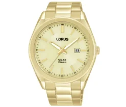 MONTRE LORUS POUR HOMME SOLAIRE EN ACIER/PVD OR