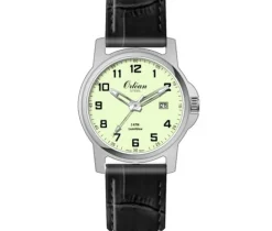 MONTRE ORLEAN ACIER LUMIGLOW CUIR NOIR
