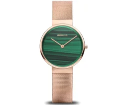 MONTRE POUR DAME BERING EN ACIER/PVD OR ROSE FOND MALACHITE
