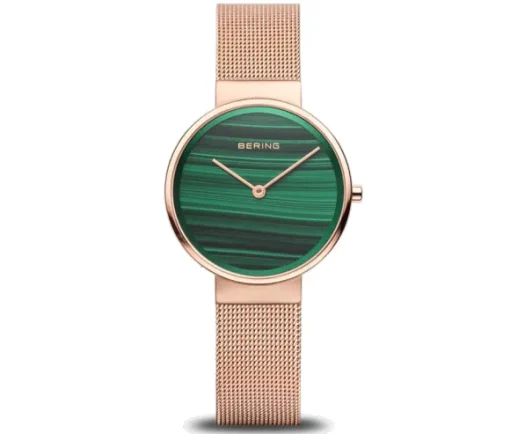 MONTRE POUR DAME BERING EN ACIER/PVD OR ROSE FOND MALACHITE