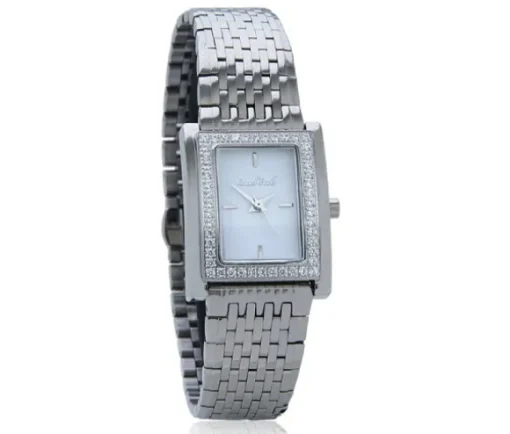 MONTRE POUR DAME SAMUEL BOUKI RECTANGULAIRE EN ACIER SERTI DE CUBIQUES ZIRCONIAS