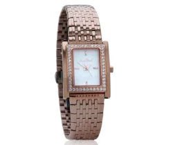 MONTRE POUR DAME SAMUEL BOUKI RECTANGULAIRE EN ACIER SERTI DE CUBIQUES ZIRCONIAS
