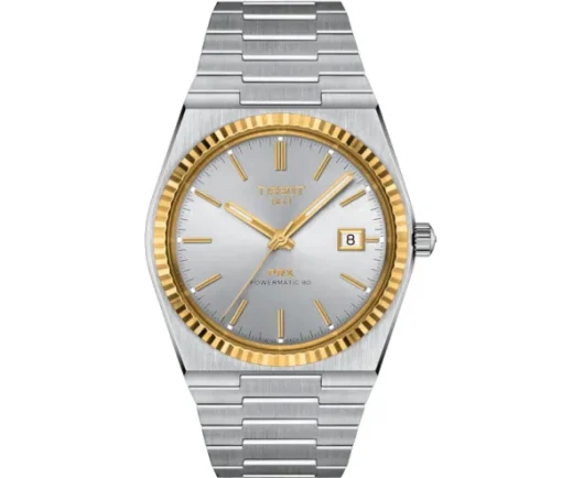 MONTRE TISSOT PRX POWERMATIC 80 EN ACIER AVEC LUNETTE EN OR 18K