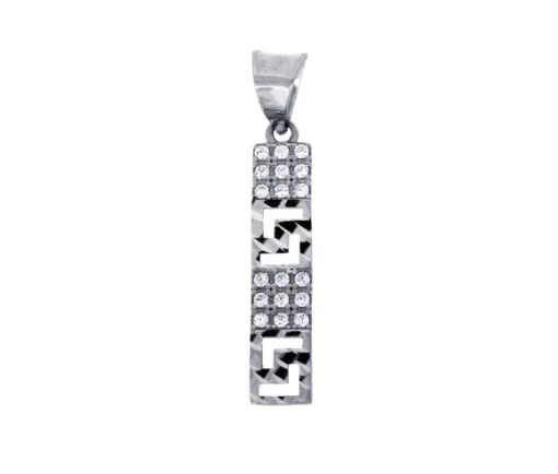 PENDENTIF À MOTIF VERSACE EN OR 10K TAILLE DIAMANT SERTI DE CUBIQUES ZIRCONIAS