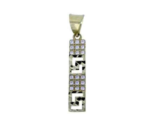 PENDENTIF À MOTIF VERSACE EN OR 10K TAILLE DIAMANT SERTI DE CUBIQUES ZIRCONIAS