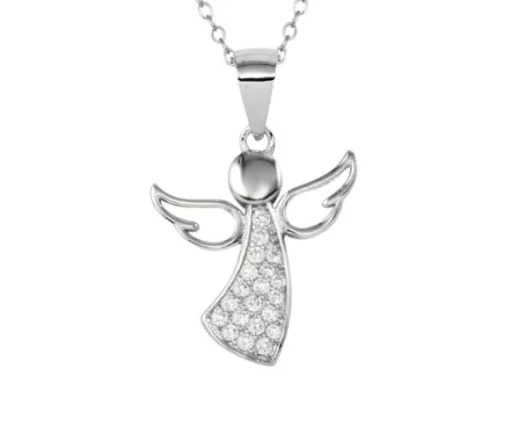 PENDENTIF ANGE EN ARGENT RHODIÉ SERTI DE CUBIQUES ZIRCONIAS