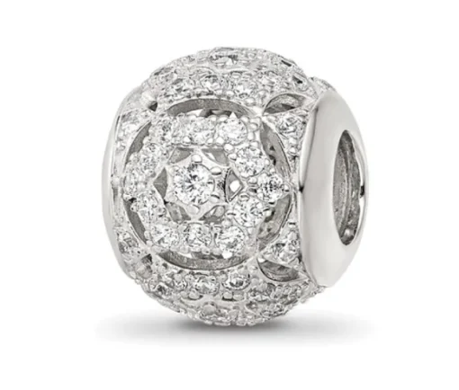 PENDENTIF BOULE DE FEU EN ARGENT RHODIÉ SERTI DE CUBIQUES ZIRCONIAS