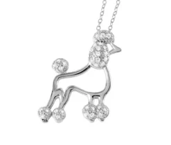 PENDENTIF CANICHE EN ARGENT RHODIÉ SERTI DE CUBIQUES ZIRCONIAS