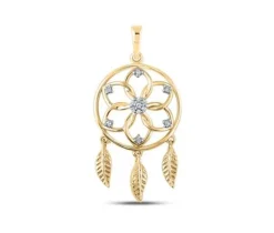 PENDENTIF CAPTEUR DE RÊVE EN OR SERTI DE DIAMANTS
