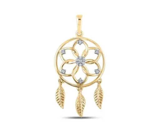 PENDENTIF CAPTEUR DE RÊVE EN OR SERTI DE DIAMANTS