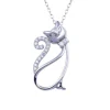 PENDENTIF CHAT AJOURÉ EN ARGENT RHODIÉ SERTI DE CUBIQUES ZIRCONIAS