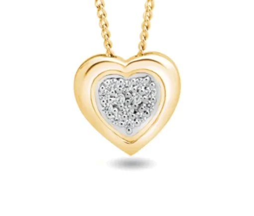 PENDENTIF COEUR À PAVÉ DE DIAMANTS EN OR 10K ET SA CHAINE