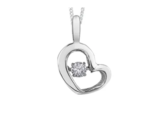 PENDENTIF COEUR AJOURÉ EN OR SERTI DpiUN DIAMANT DANSANT