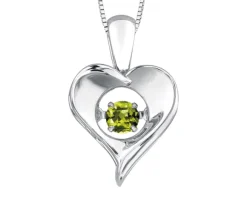 PENDENTIF COEUR EN ARGENT SERTI DpiUNE PIERRE DE NAISSANCE DANSANTE