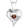 PENDENTIF COEUR EN ARGENT SERTI DpiUNE PIERRE DE NAISSANCE DANSANTE