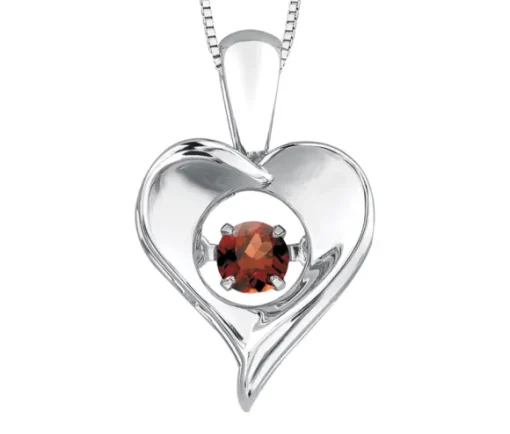 PENDENTIF COEUR EN ARGENT SERTI DpiUNE PIERRE DE NAISSANCE DANSANTE
