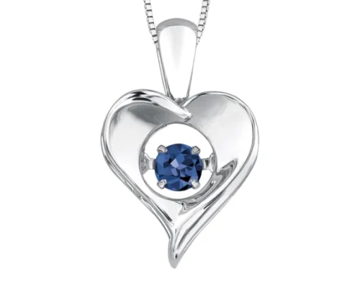 PENDENTIF COEUR EN ARGENT SERTI DpiUNE PIERRE DE NAISSANCE DANSANTE
