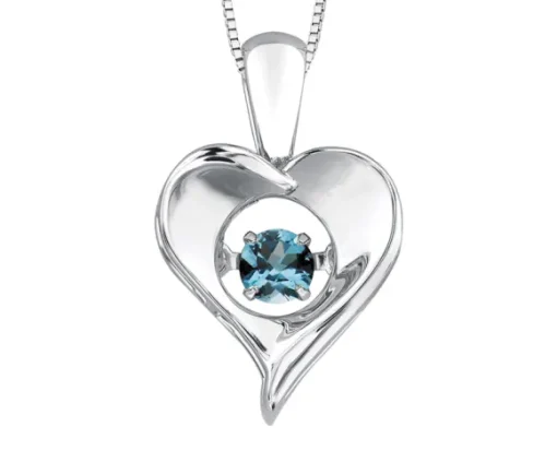 PENDENTIF COEUR EN ARGENT SERTI DpiUNE PIERRE DE NAISSANCE DANSANTE