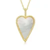 PENDENTIF COEUR EN ARGENT/PVD OR SERTI DE NACRE DE PERLE