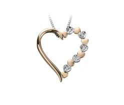 PENDENTIF COEUR EN OR 2 TONS SERTI DE DIAMANTS