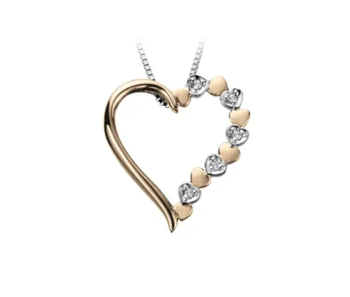 PENDENTIF COEUR EN OR 2 TONS SERTI DE DIAMANTS
