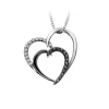 PENDENTIF COEUR EN OR BLANC SERTI DE DIAMANTS BLANCS ET NOIRS