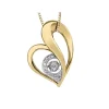 PENDENTIF COEUR EN OR 10K 2 TONS SERTI DpiUN DIAMANT DANSANT ET DE DIAMANTS