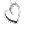 PENDENTIF COEUR EN OR 10K BLANC SERTI DE DIAMANTS BLANCS ET NOIRS