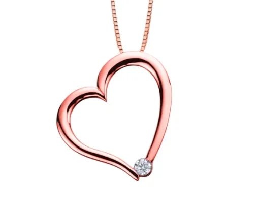 PENDENTIF COEUR EN OR 10K SERTI DpiUN DIAMANT CANADIEN