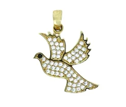 PENDENTIF COLOMBE EN OR SERTI DE CUBIQUES ZIRCONIAS