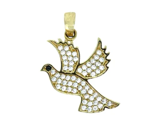 PENDENTIF COLOMBE EN OR SERTI DE CUBIQUES ZIRCONIAS