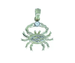 PENDENTIF CRABE EN OR 2 TONS SERTI DpiUN CUBIQUE ZIRCONIA