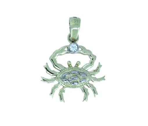 PENDENTIF CRABE EN OR 2 TONS SERTI DpiUN CUBIQUE ZIRCONIA