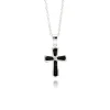 PENDENTIF CROIX EN ARGENT RHODIÉ SERTI DE CUBIQUES ZIRCONIAS NOIRS
