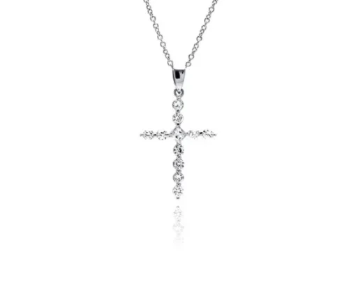 PENDENTIF CROIX EN ARGENT RHODIE SERTI DE CUBIQUES ZIRCONIAS