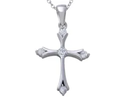 PENDENTIF CROIX EN ARGENT RHODIÉ SERTI DE CUBIQUES ZIRCONIAS