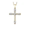 PENDENTIF CROIX EN OR 10K 2 TONS SERTI DE DIAMANTS