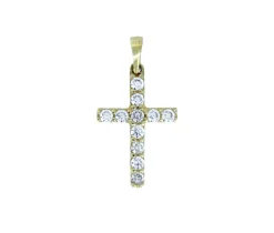 PENDENTIF CROIX EN OR 10K SERTI DE CUBIQUES ZIRCONIAS