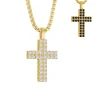 PENDENTIF CROIX RÉVERSIBLE EN ACIER/PVD OR SERTI DE CUBIQUES ZIRCONIAS