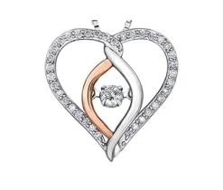 Pendentif Cœur en Or 10k avec diamant canadien dansant