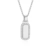 PENDENTIF DOG TAG EN ARGENT RHODIÉ SERTI DE CUBIQUES ZIRCONIAS