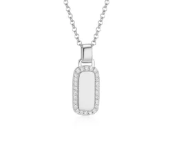 PENDENTIF DOG TAG EN ARGENT RHODIÉ SERTI DE CUBIQUES ZIRCONIAS