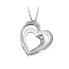 PENDENTIF DOUBLE COEURS EN OR 10K BLANC SERTI DE DIAMANTS