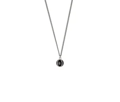 PENDENTIF EN ACIER SERTI DpiUNE BILLE DpiONYX ET DE CRISTAUX
