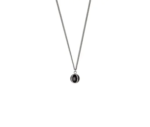 PENDENTIF EN ACIER SERTI DpiUNE BILLE DpiONYX ET DE CRISTAUX