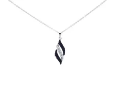 PENDENTIF EN ARGENT RHODIÉ SERTI DE CUBIQUES ZIRCONIAS NOIRS ET BLANCS